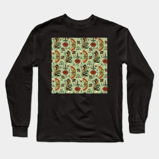 Green Snake Pattern Long Sleeve T-Shirt